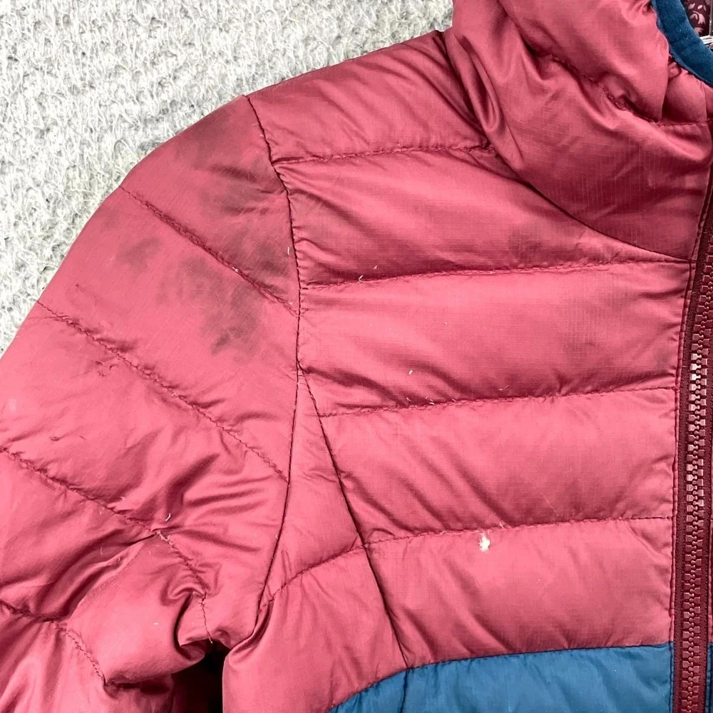 Patagonia Reversible Down Sweater Hoody Jacket Girls 5-7 Puffer Windproof Travel